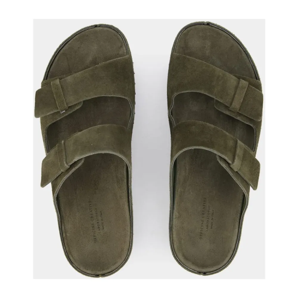 Sandaler<Officine Creative Ruskindsslides med Dobbeltremme Grøn