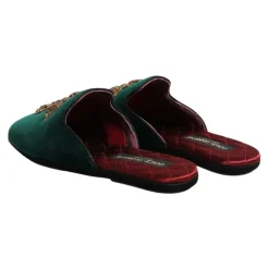 Hjemmesko<Dolce & Gabbana Velvet Cross Embellished Slippers Grøn