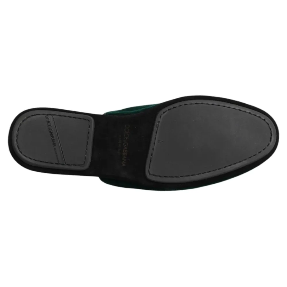 Hjemmesko<Dolce & Gabbana Velvet Cross Embellished Slippers Grøn