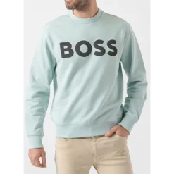 Trøjer|Sweatshirts^Hugo Grøn- Basis Rundhals Sweatshirt Blå