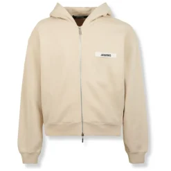 Trøjer<Jacquemus Gros Grain Zip-through Hoodie Beige