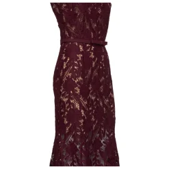 Kjoler<Self Portrait Guipure Lace Belted Midi Dress Lilla