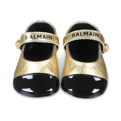 Ballerinasko^Balmain d Læder Ballet Flats med Strop Gul