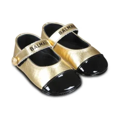 Ballerinasko^Balmain d Læder Ballet Flats med Strop Gul