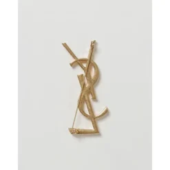 Smykker<Saint Laurent d Rope Logo Broche Gul