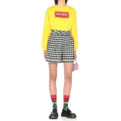 Sweatshirts<Kenzo Gylden Sweater med Paris Logo Patch Gul