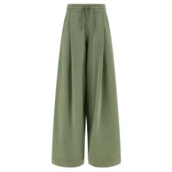 Bukser<Dries Van Noten Hadium Mélange Gauze Cotton Trousers Grøn