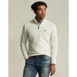 Strik<Polo Ralph Lauren Halvlynlås Sweater Beige