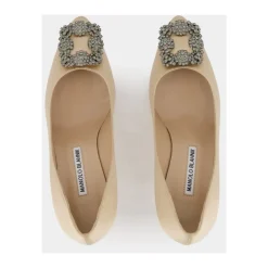 Pumps|Stiletter<Manolo Blahnik Hangisi 70mm Juvelspænde Pumps Beige