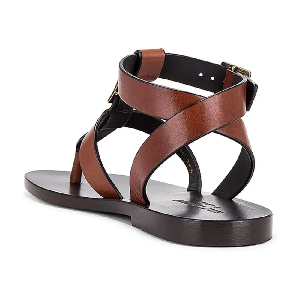 Sandaler<Saint Laurent Hardy lædersandaler Brun