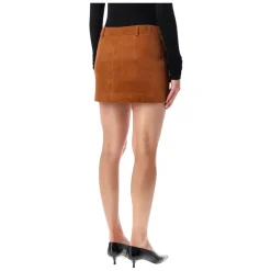 Nederdele<The Garment Hasselnød Ruskind Mini Nederdel AW25 Brun