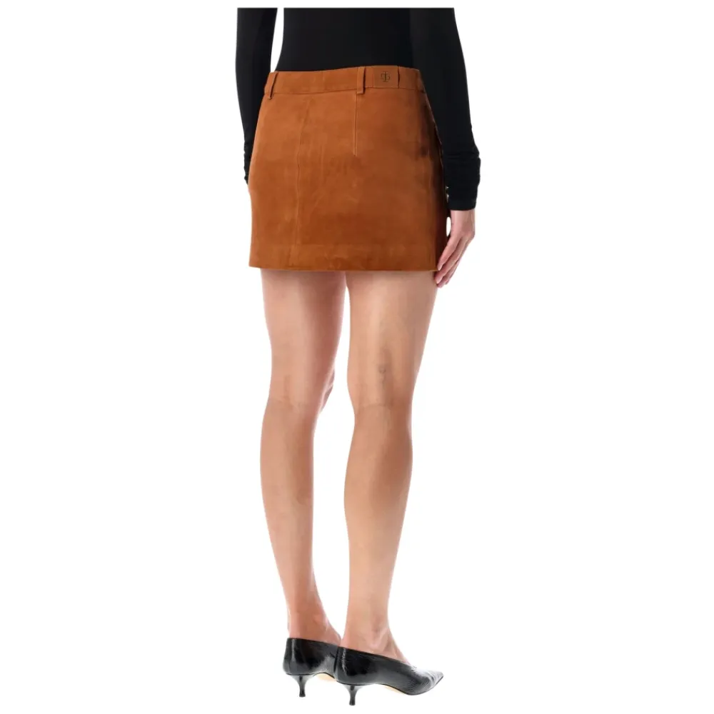 Nederdele<The Garment Hasselnød Ruskind Mini Nederdel AW25 Brun