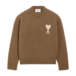 Strik<Ami Paris Hasselnød Crew Neck Sweater Brun