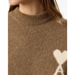 Strik<Ami Paris Hasselnød Crew Neck Sweater Brun