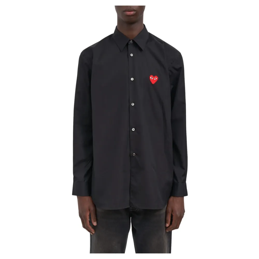 Skjorter<Comme des Garçons Play Heart Button Down Shirt Sort