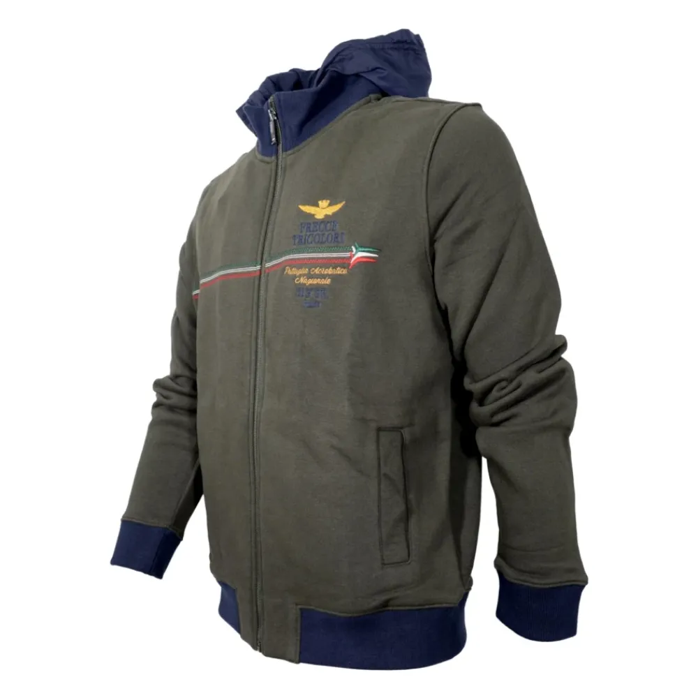 Trøjer<Aeronautica Militare Herre Hættetrøje med Tricolor Pile Grøn