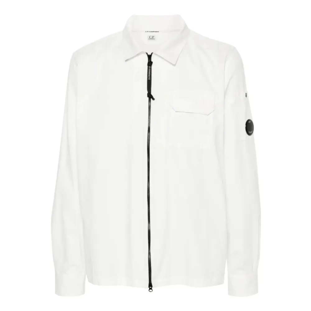 Jakker^C.P. Company Herre Overshirt med lynlås foran Hvid