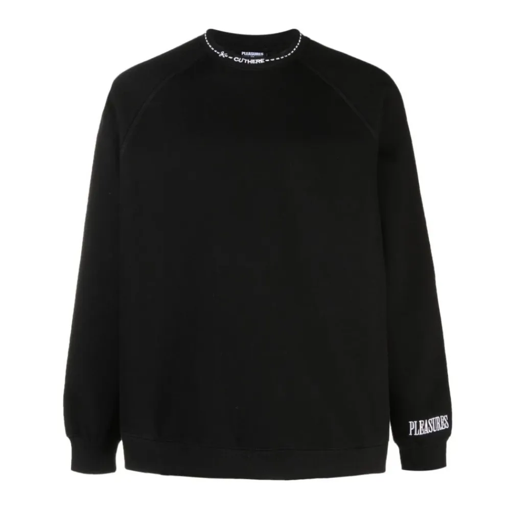 Sweatshirts<Pleasures Herre Raglan Crewneck Sweatshirt Sort