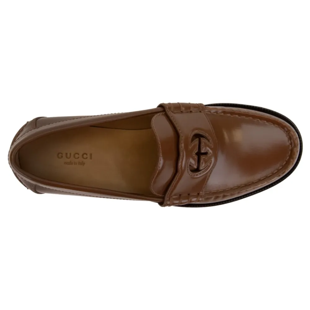 Loafers<Gucci Herre Slip-On Læder Loafers Brun