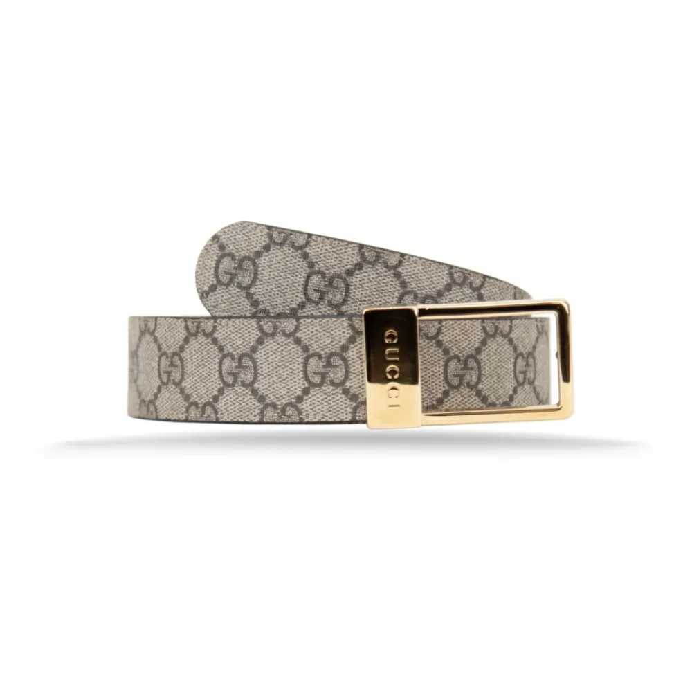 Bælter<Gucci Herrebælte i læder med logo spænde Beige