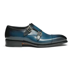 Business Sko<Santoni Herresko med dobbelt spænde Blå