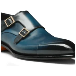 Business Sko<Santoni Herresko med dobbelt spænde Blå