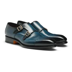 Business Sko<Santoni Herresko med dobbelt spænde Blå