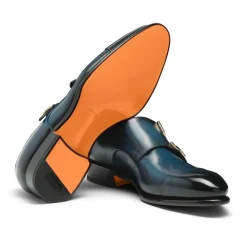 Business Sko<Santoni Herresko med dobbelt spænde Blå
