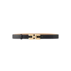 Bælter<Elisabetta Franchi High Waist Bælte med Guld Logo Spænde Sort