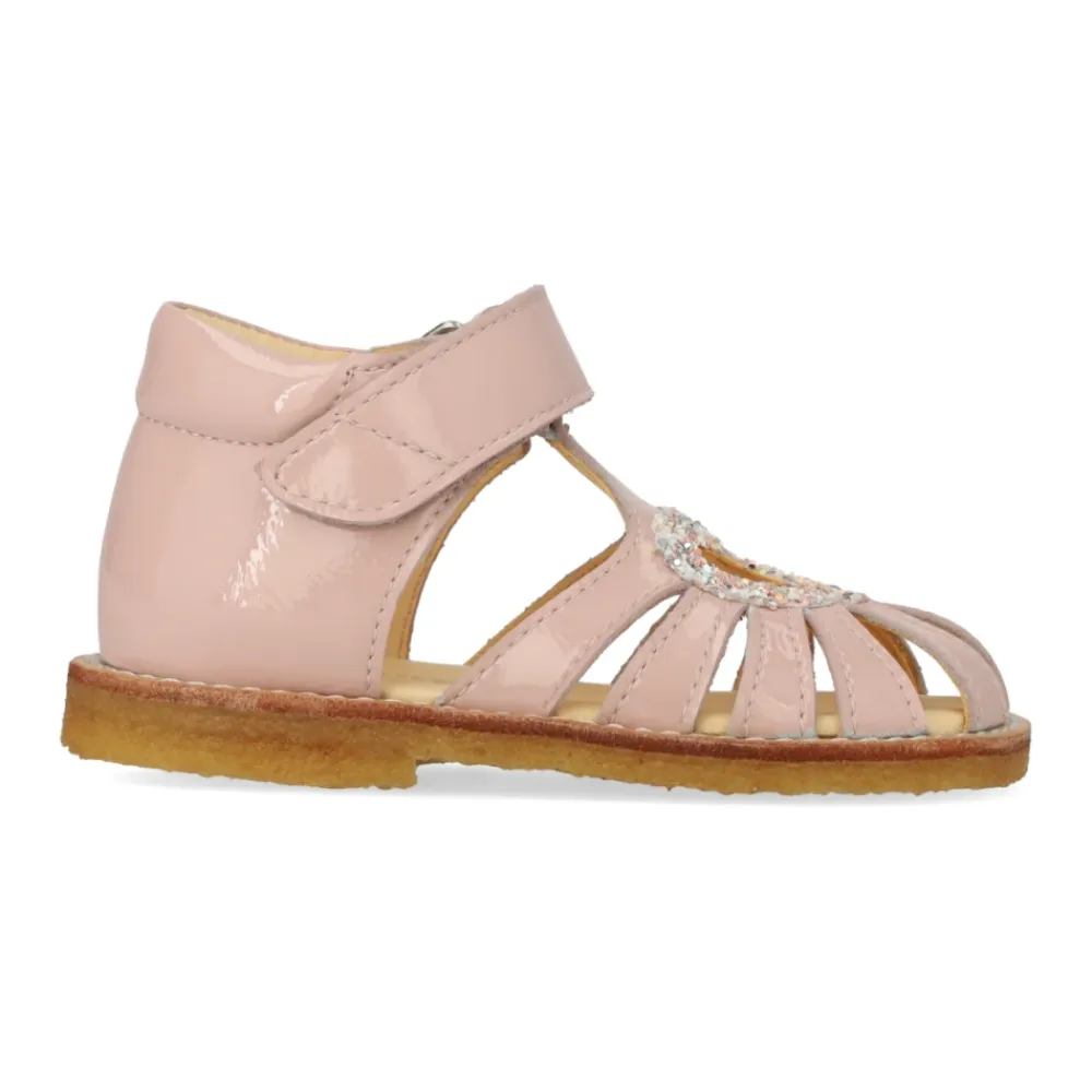 Sandaler<Angulus Hjerte og Velcro Sandal - Rosebud Pink