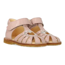 Sandaler<Angulus Hjerte og Velcro Sandal - Rosebud Pink
