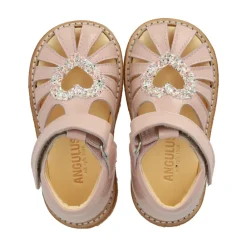 Sandaler<Angulus Hjerte og Velcro Sandal - Rosebud Pink