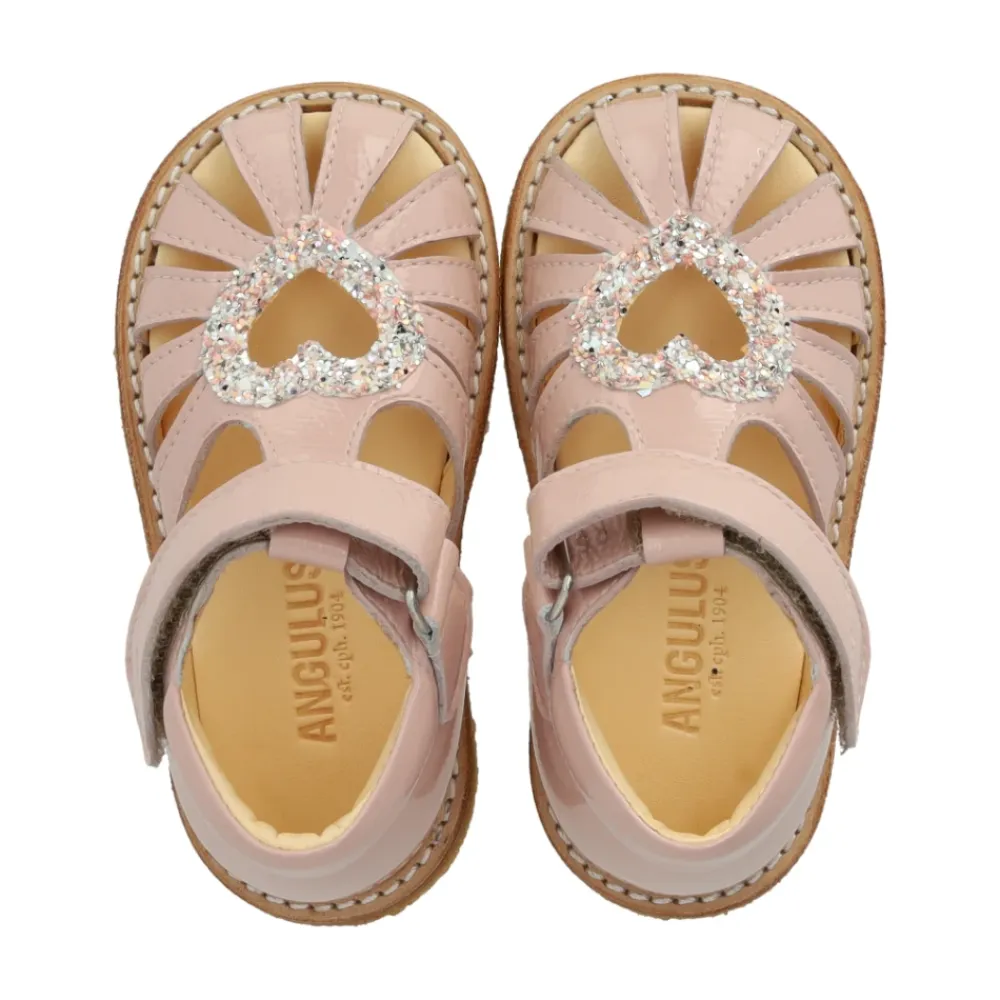 Sandaler<Angulus Hjerte og Velcro Sandal - Rosebud Pink