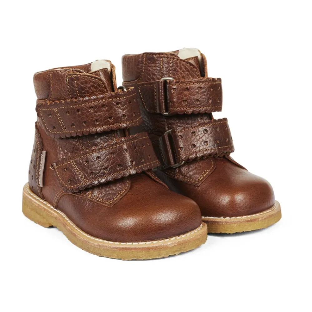 Støvler<Angulus Hjerte og Velcro Starter Støvle - Cognac Brun
