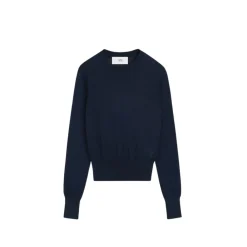 Sweatshirts<Ami Paris Hjerte Ven Rund Hals Sweater Blå