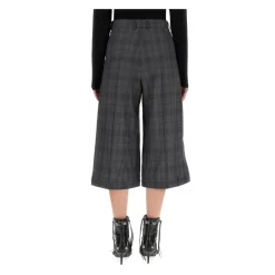Bukser<Balenciaga Højtaljede ternede cropped bukser med brede ben Grå
