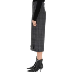 Bukser<Balenciaga Højtaljede ternede cropped bukser med brede ben Grå