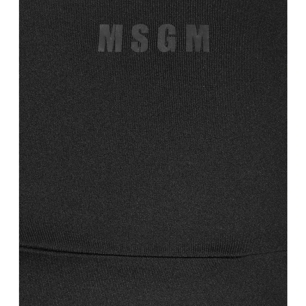 Træningsbukser & Tights<MSGM Højtaljet Logo Print Shorts Sort