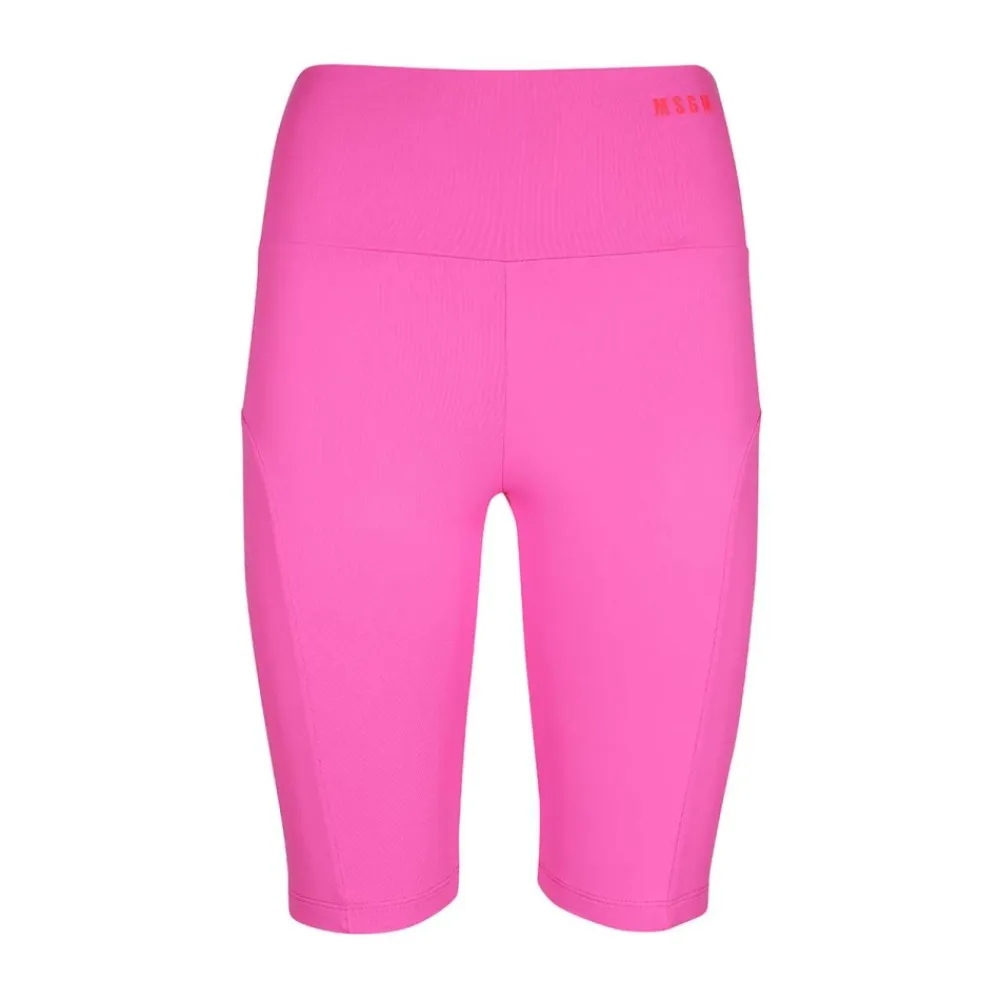 Træningsbukser & Tights<MSGM Højtaljet Logo Print Shorts Pink