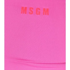 Træningsbukser & Tights<MSGM Højtaljet Logo Print Shorts Pink