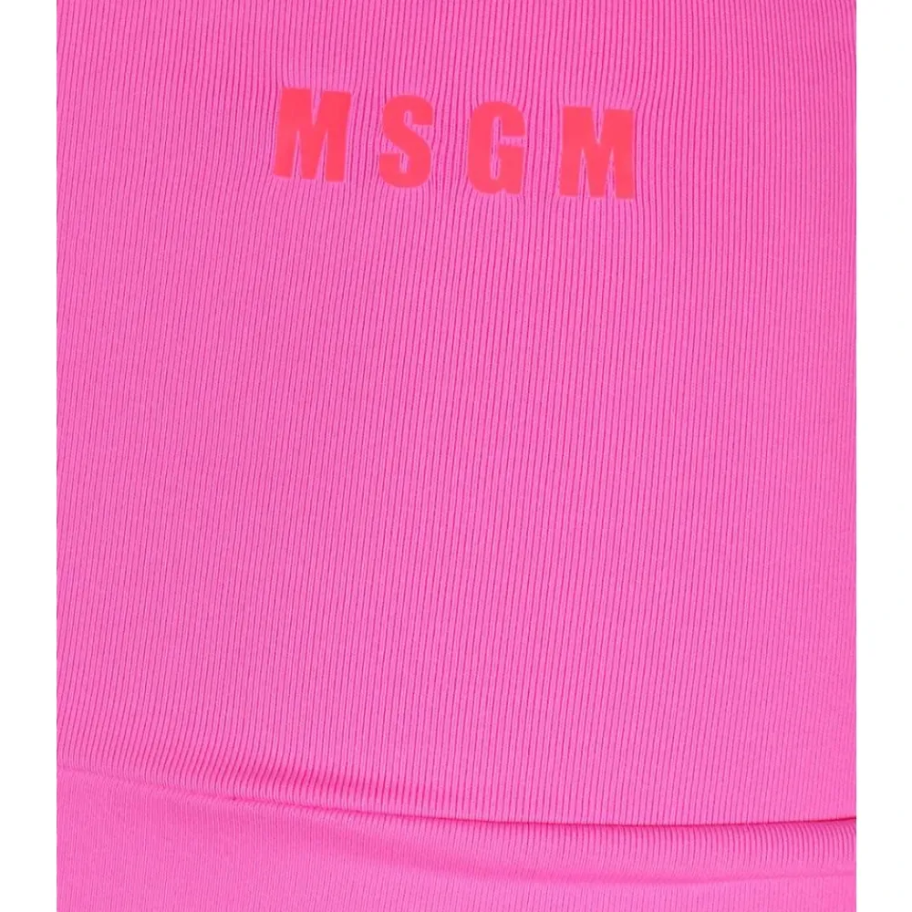 Træningsbukser & Tights<MSGM Højtaljet Logo Print Shorts Pink