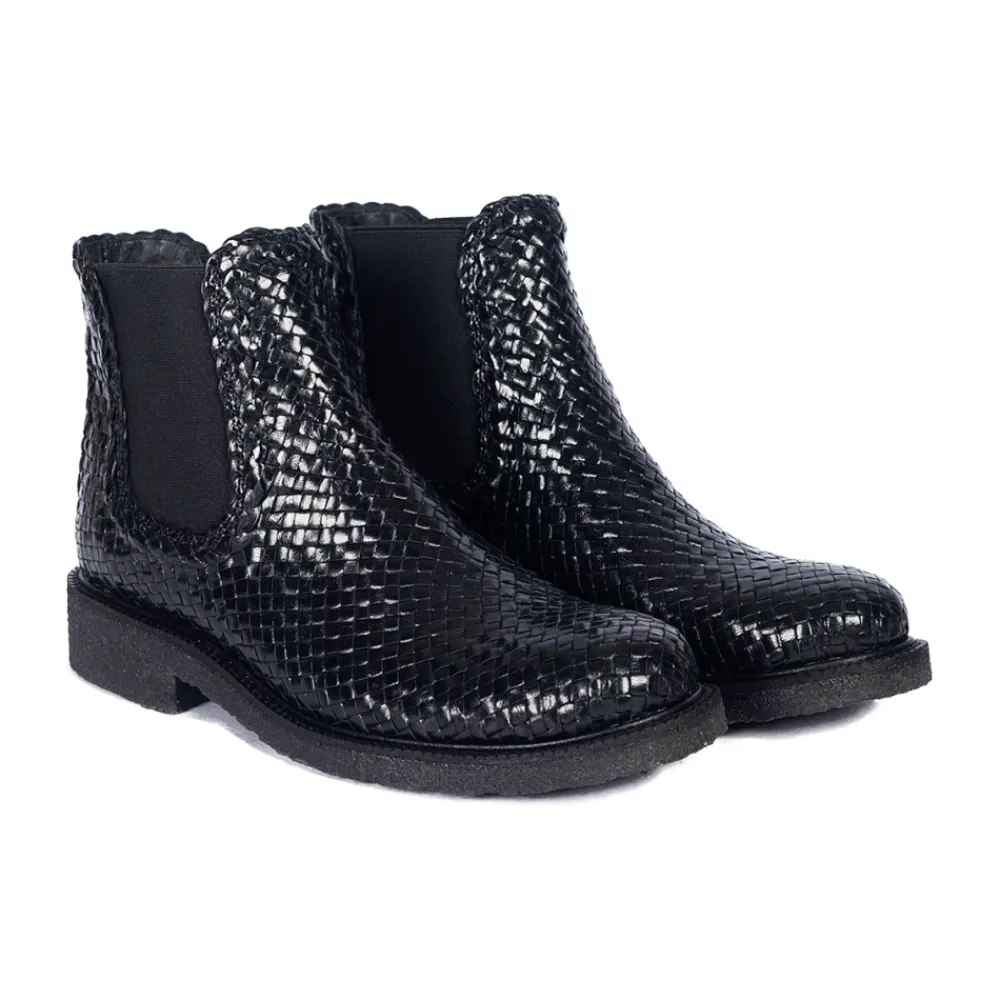 Støvler|Chelsea Boots^Angulus Håndvævet Chelsea Støvle - Sort