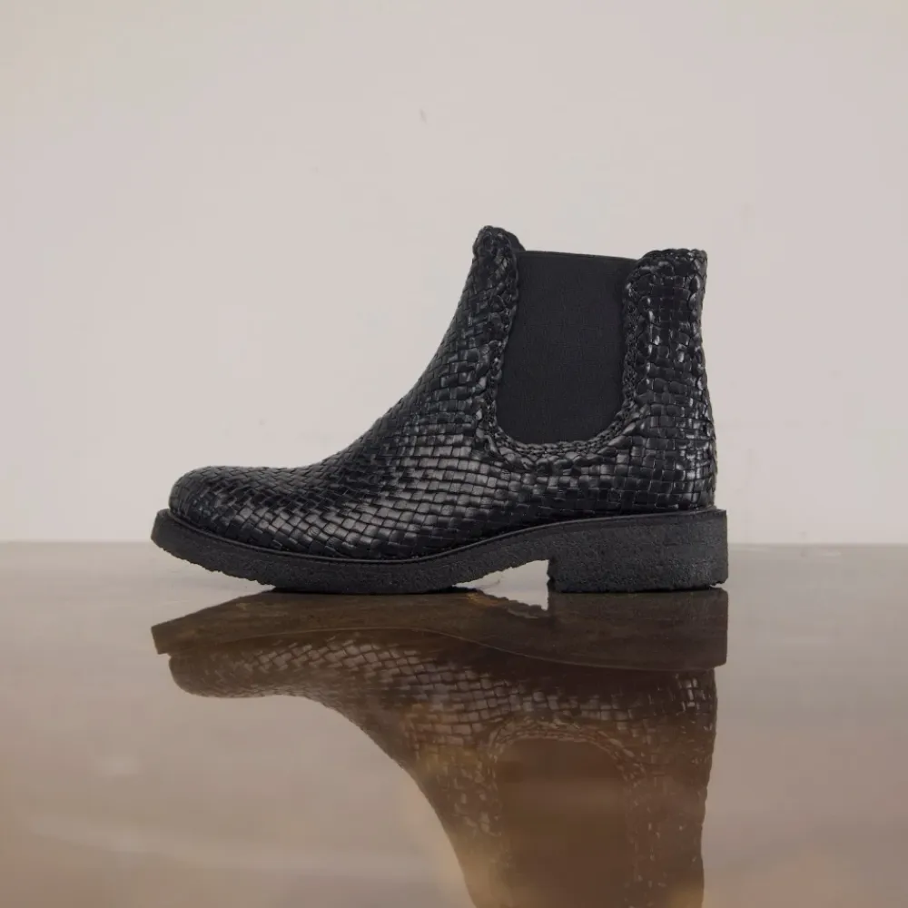 Støvler|Chelsea Boots^Angulus Håndvævet Chelsea Støvle - Sort