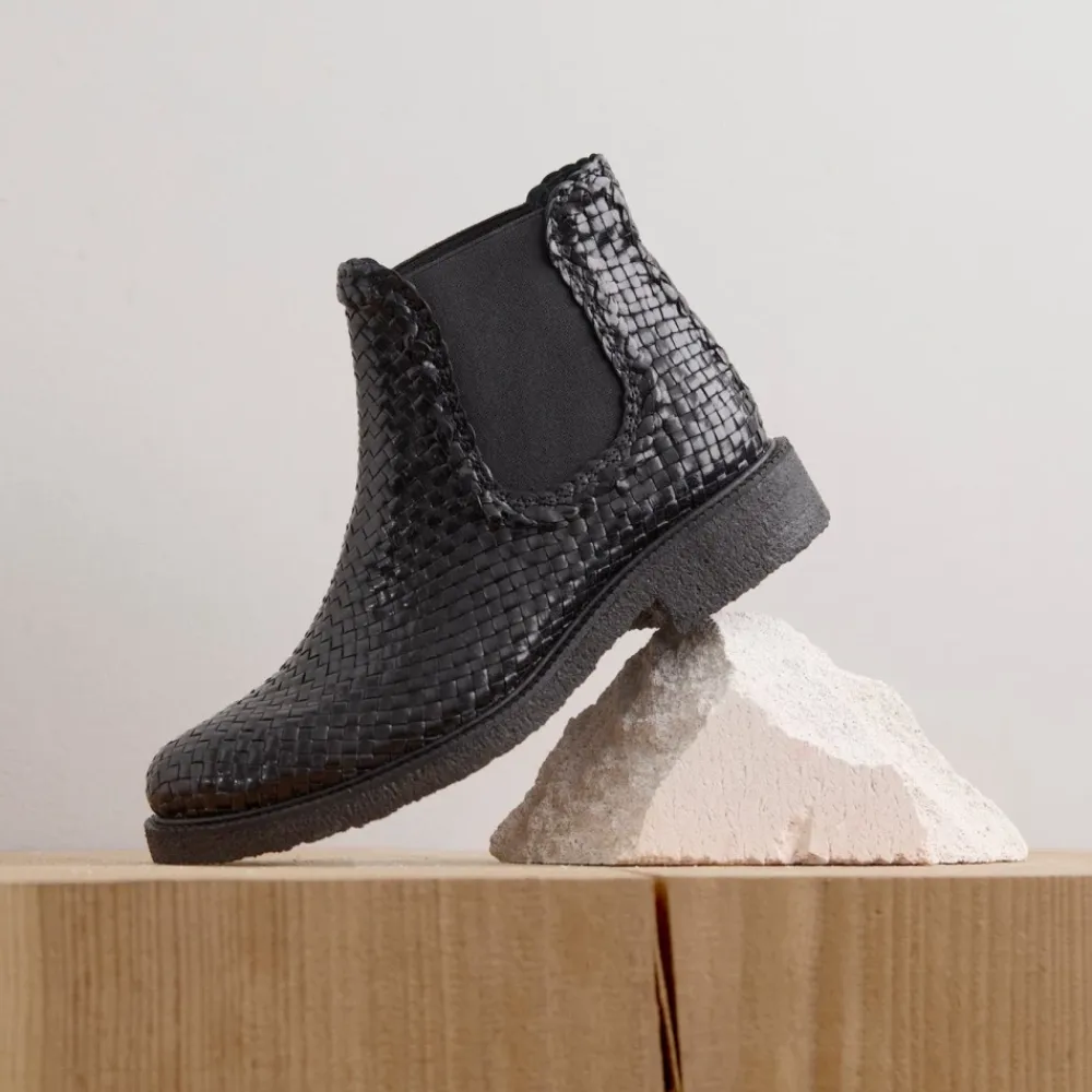Støvler|Chelsea Boots^Angulus Håndvævet Chelsea Støvle - Sort
