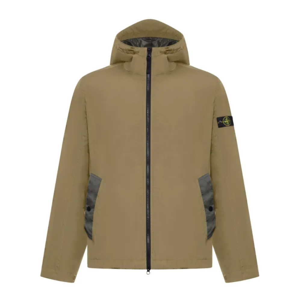 Skaljakker^Stone Island Hooded Zip Jacket Grøn