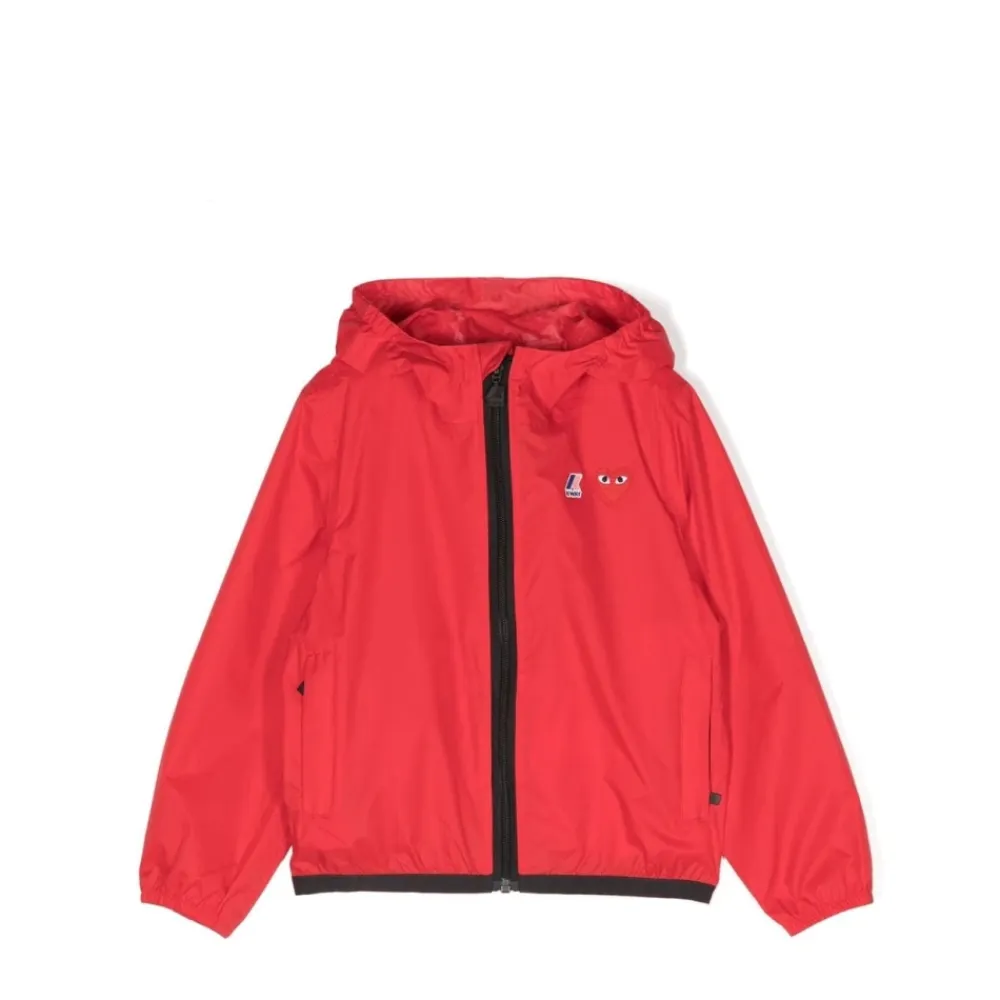 Jakker^Comme des Garçons Play Hoodie med fuld lynlås Rød