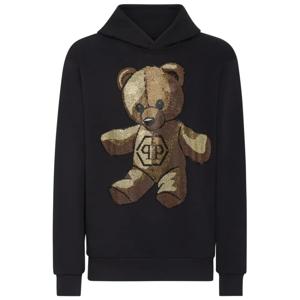 Trøjer<Philipp Plein Hoodie Sweatshirt Teddy Bear Sort