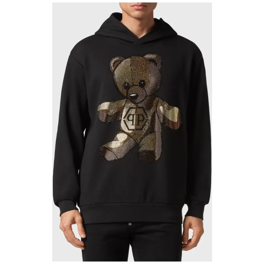 Trøjer<Philipp Plein Hoodie Sweatshirt Teddy Bear Sort