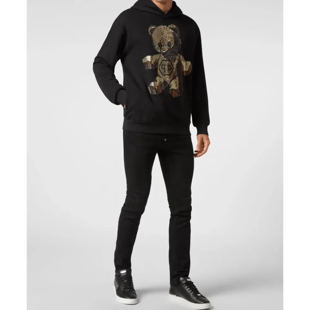Trøjer<Philipp Plein Hoodie Sweatshirt Teddy Bear Sort