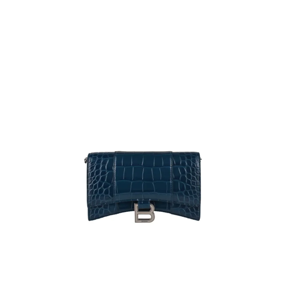 Clutch^Balenciaga Hourglass Wallet On Chain Blå